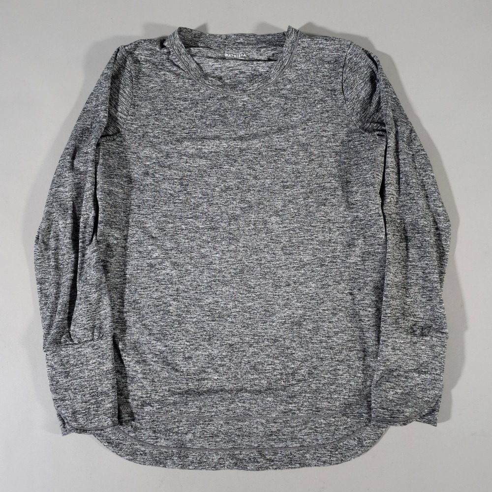 Athleta Performance‎ Top Womens L Grey Space Dye Long Sleeve Thumbholes S/382880